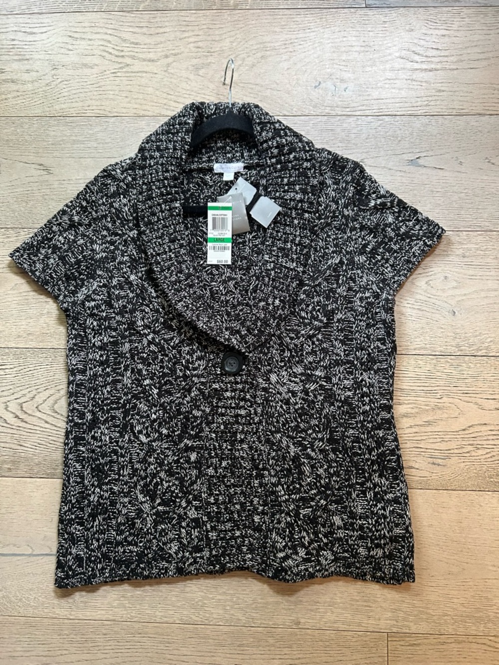 Charter Club Black and White Marled Knit Top